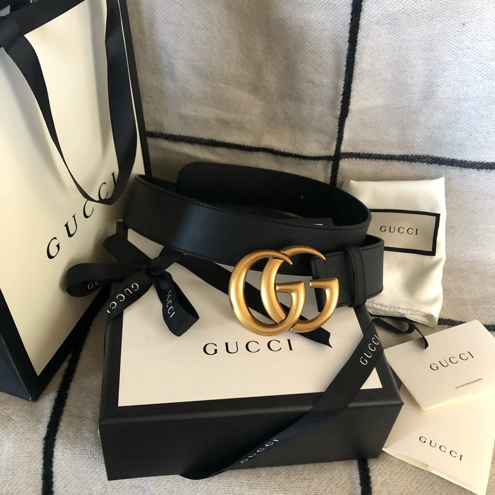 Authentic Gucci belt black leather 85/34”